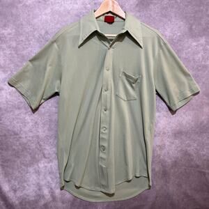 VINTAGE 70s Mint Green Butterfly Collar Polo by Kings Road Shop Sears size L